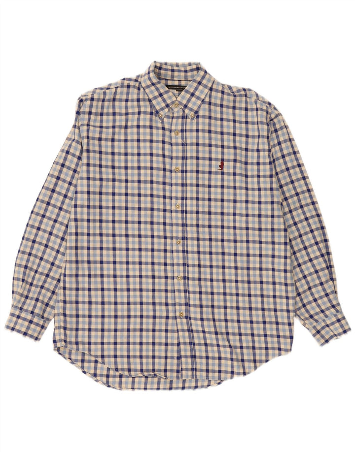 Marlboro Classics Camisa de franela para hombre Algodón a cuadros azul grande