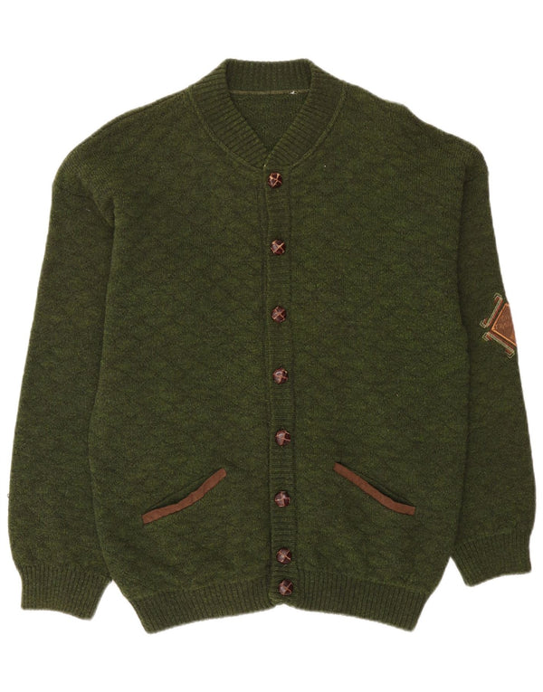 Vintage Mens Cardigan Suéter 2XL Caqui