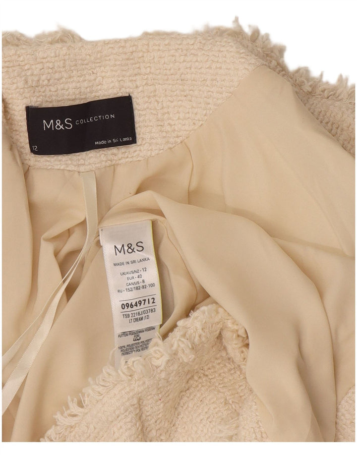 Marks & Spencer Chaqueta tipo blazer abierta para mujer UK 12 Medium Off White Cotton