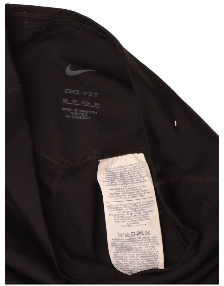 NIKE Leggings Capri Dri Fit para Mujer UK 4 XS Poliéster Negro