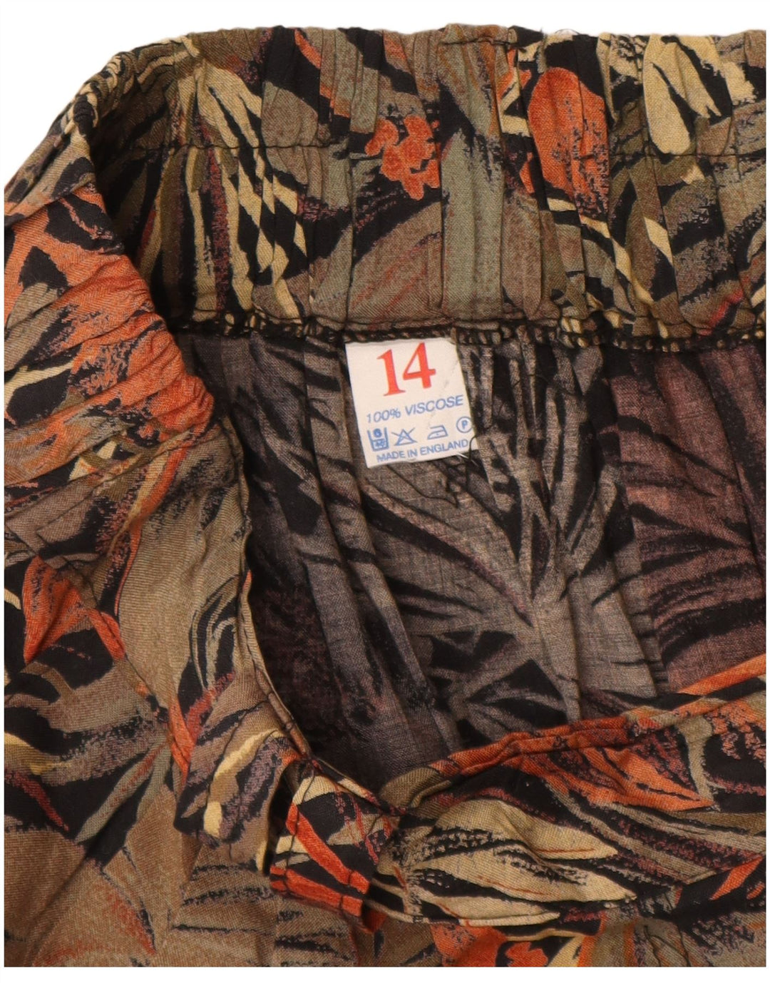 VINTAGE Falda de línea A para mujer Reino Unido 14 Medio W28 Viscosa floral marrón