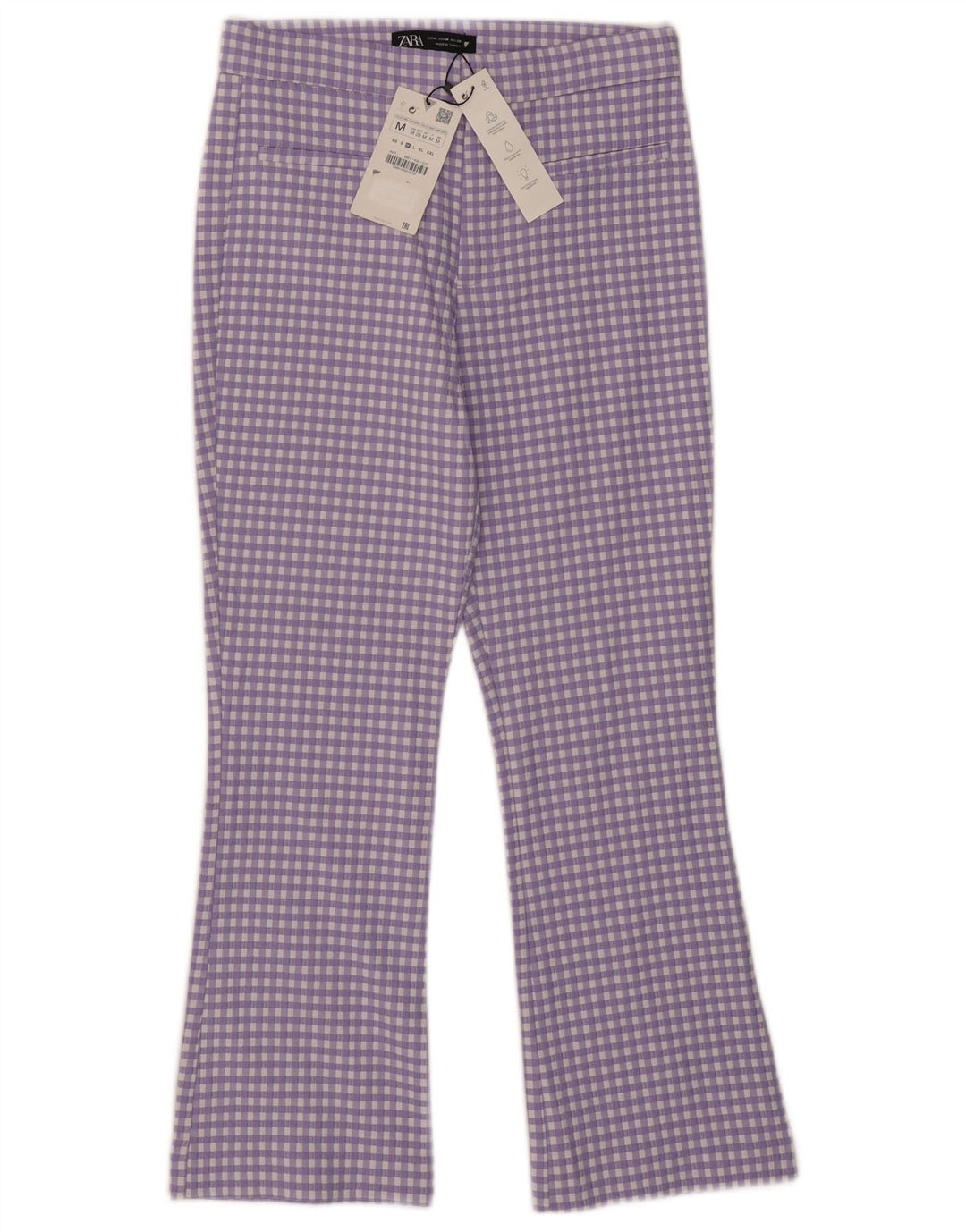Zara Mujer Pantalones Cortos Bootcut Medianos W28 L25 Vichy Púrpura