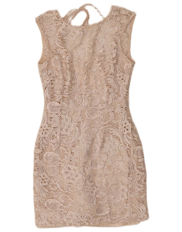 Lipsy Vestido tubo de encaje sin mangas para mujer UK 40 Small Beige Paisley