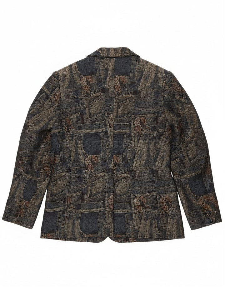 Carnet Chaqueta Blazer de 3 Botones para Mujer UK 40 Mediana Azul Marino Floral