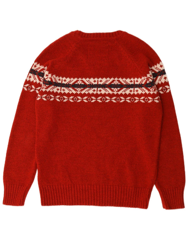 Superdry Suéter tipo jersey con cuello barco para hombre XL Rojo Fair Isle Acrílico