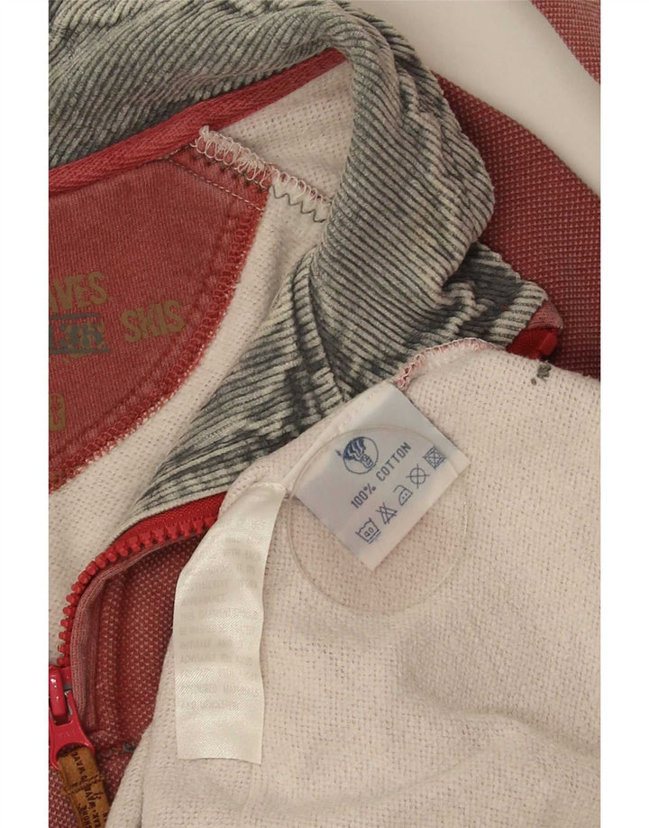 Sudadera con capucha y cuello con cremallera para hombre Fat Face Jersey grande de algodón rosa