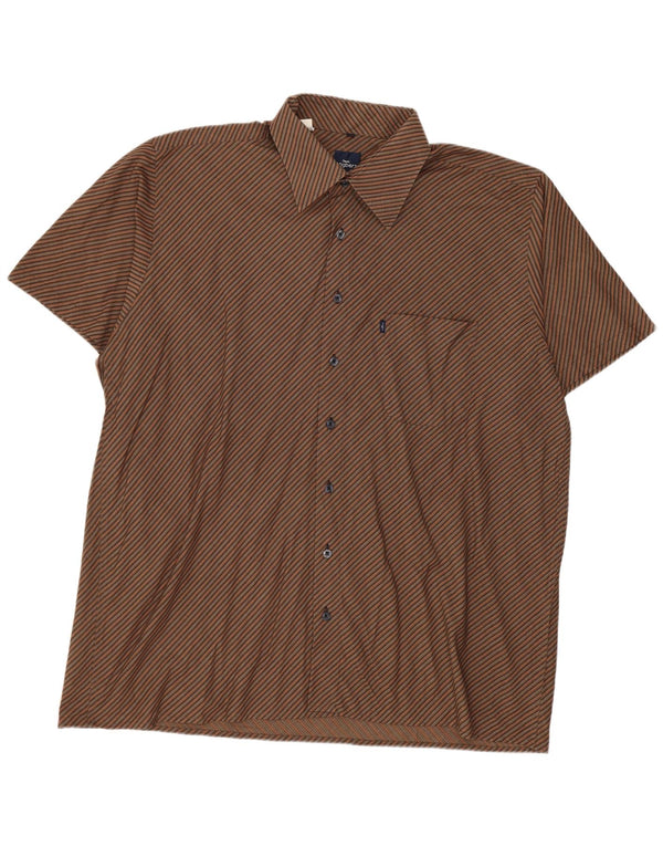 Engbers Camisa de manga corta para hombre 2XL Algodón a rayas marrón