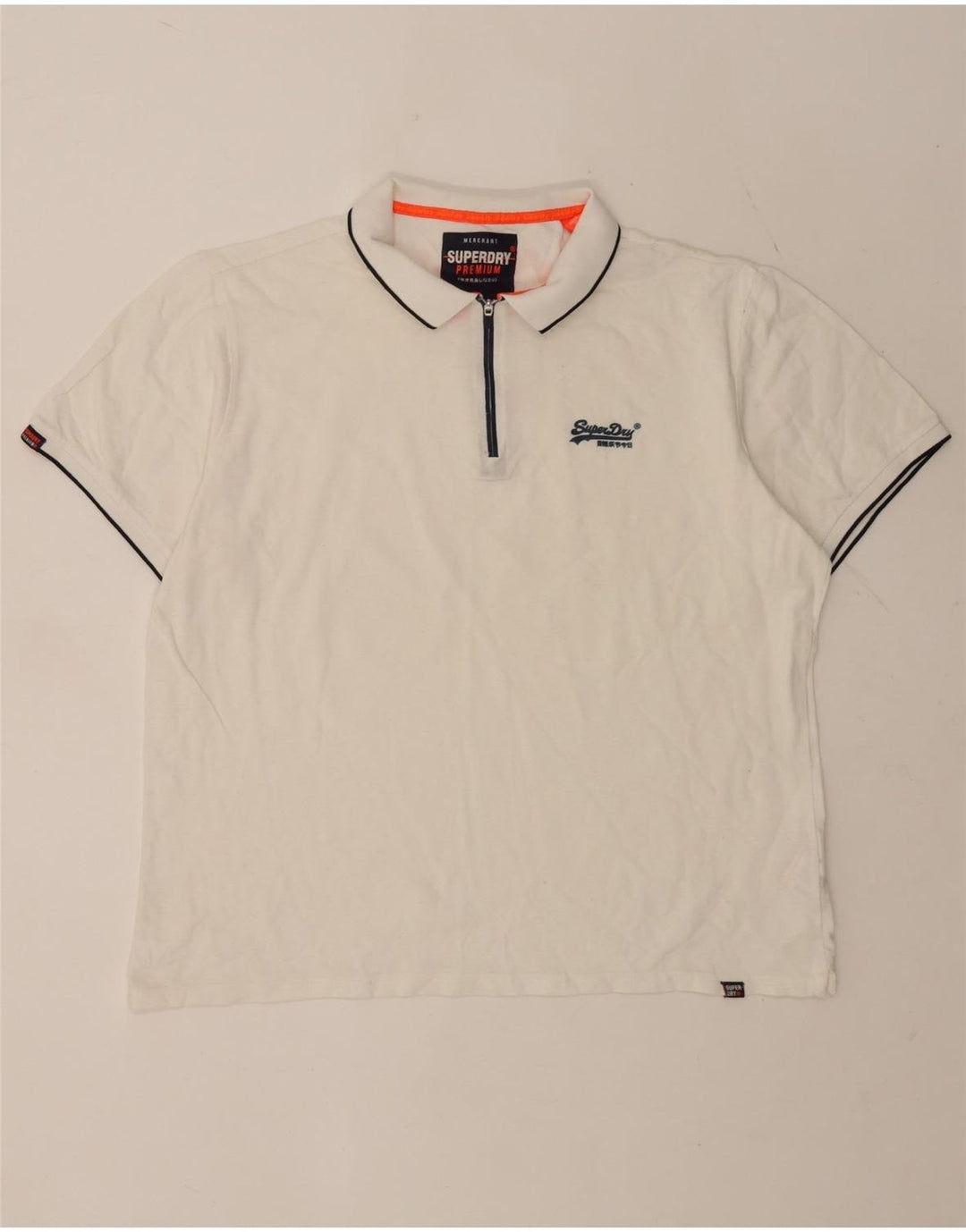 Superdry Polo para hombre 2XL Algodón a rayas blancas