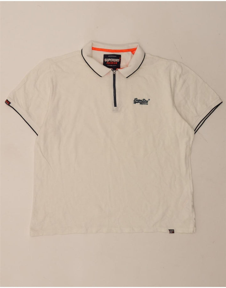 Superdry Polo para hombre 2XL Algodón a rayas blancas