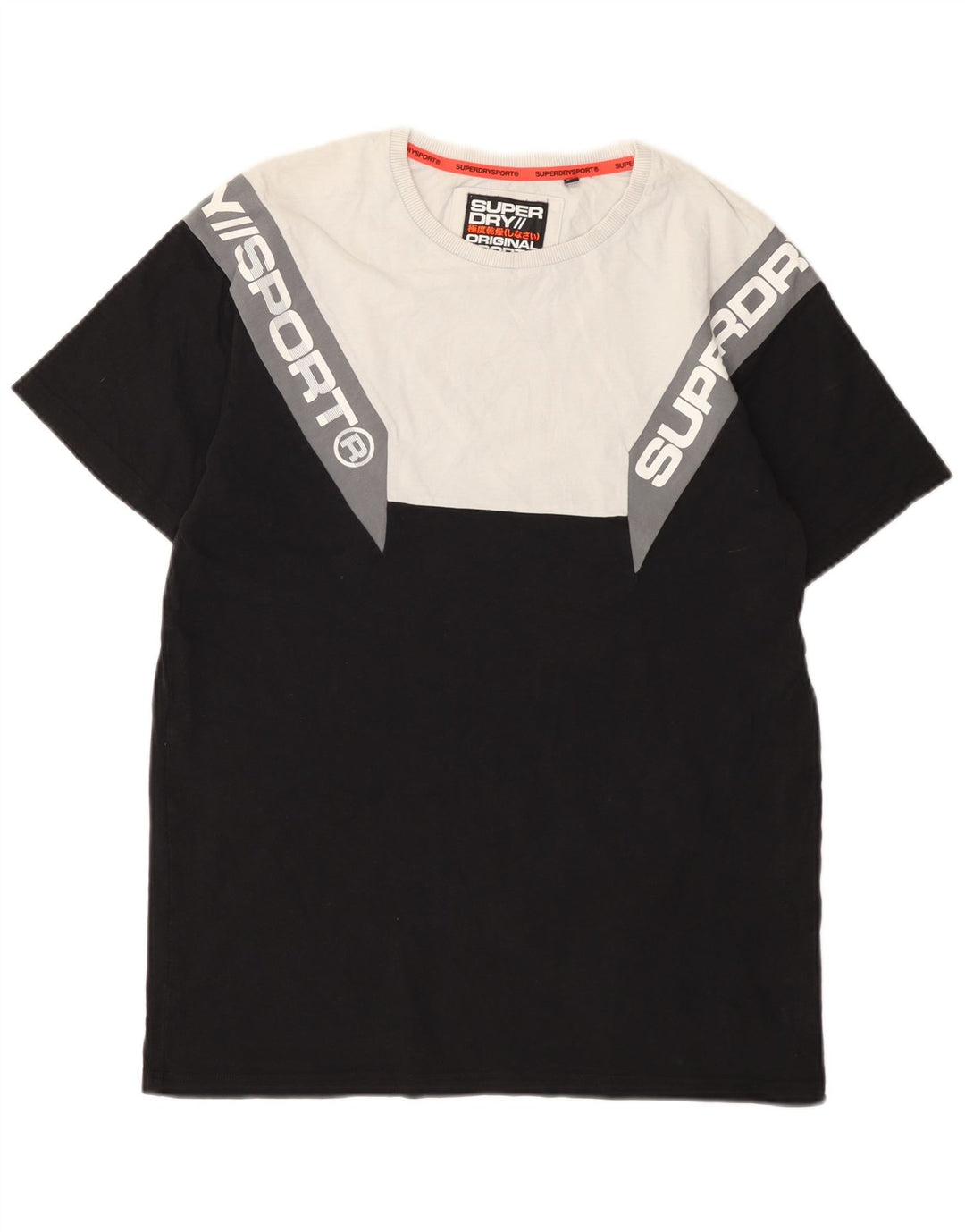 Superdry Hombre Camiseta Gráfica De Algodón Color Block Mediano Negro