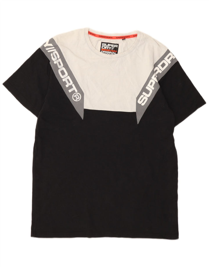 Superdry Hombre Camiseta Gráfica De Algodón Color Block Mediano Negro