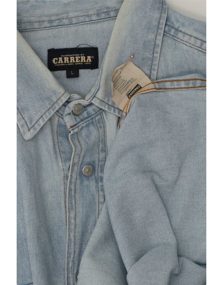 Camisa vaquera Carrera para hombre de algodón azul grande
