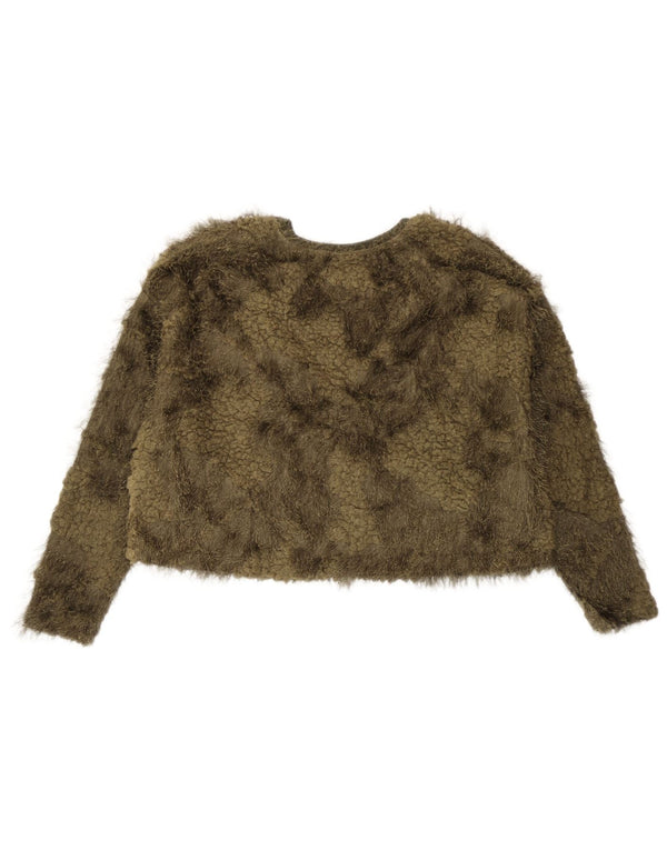 Zara Mujer Oversize Crop Barco Cuello Jersey Jersey UK 10 Small Caqui