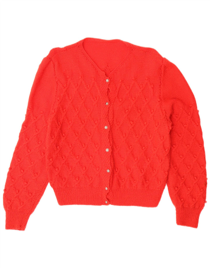 Vintage mujer oversized Cardigan suéter Reino Unido 16 rojo grande