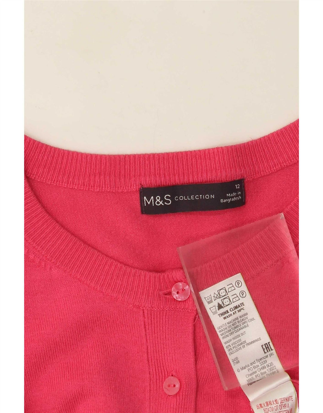 Marks & Spencer - Cárdigan para mujer, talla 40, viscosa rosa mediana