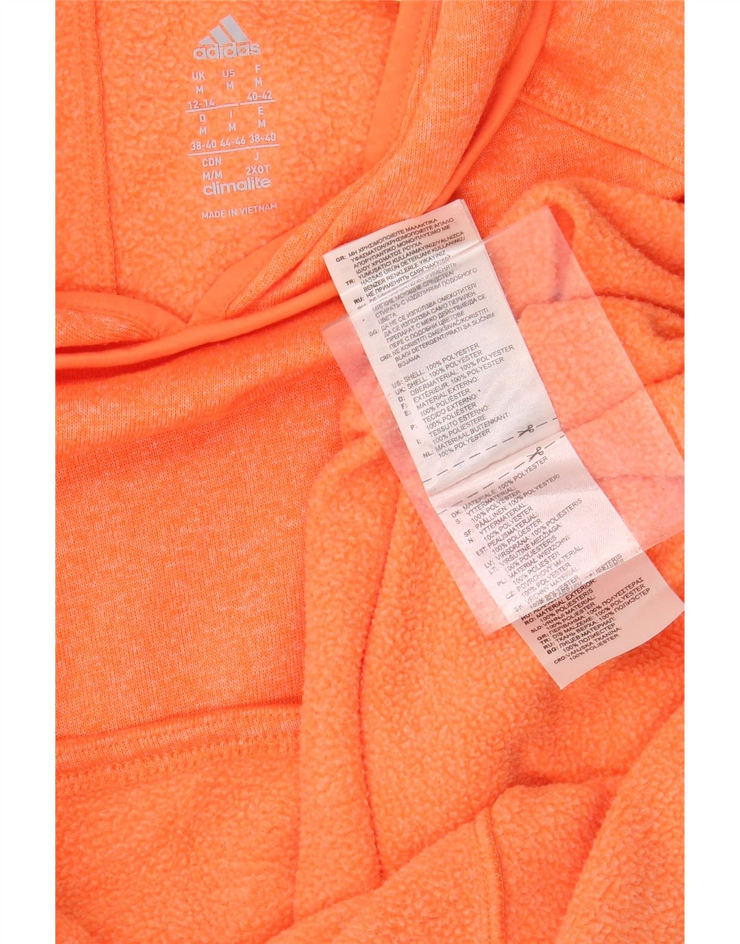 ADIDAS Womens Climalite Hoodie Jumper UK 12/14 Medium Orange Polyester