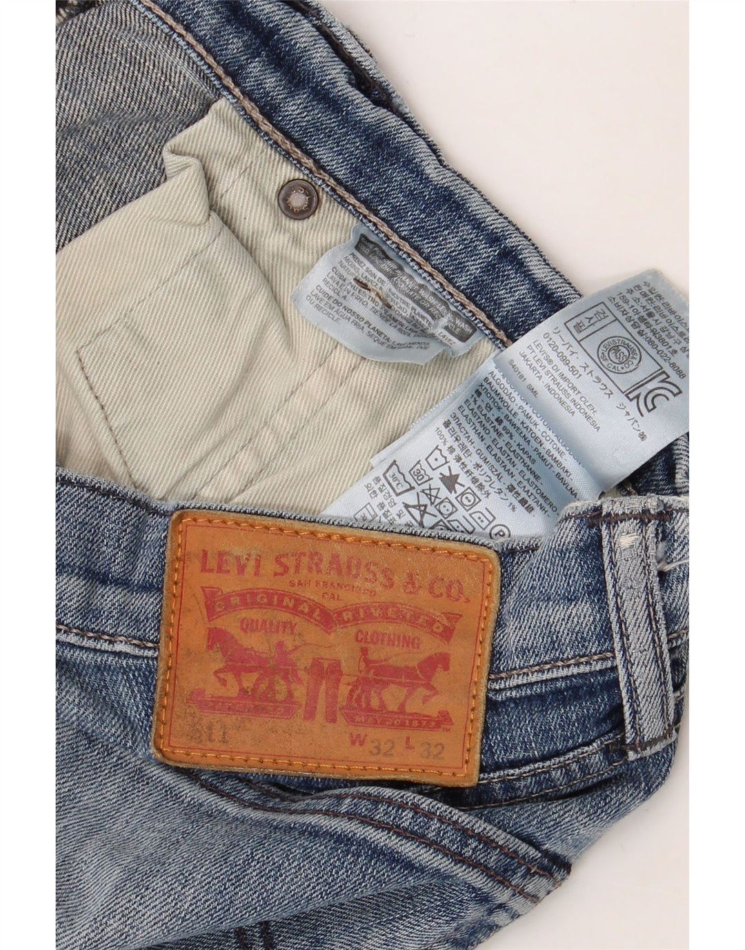 LEVI'S Mens 511 Slim Jeans W32 L32 Algodón Azul