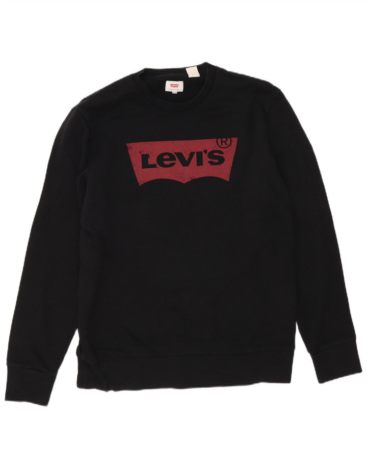 Levi's Hombre Sudadera Gráfica Jumper Algodón Negro Mediano