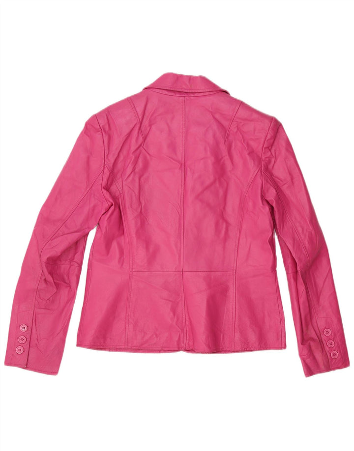 Worthington Chaqueta Blazer de Cuero con 2 Botones para Mujer UK 12 Cuero Rosa Mediano