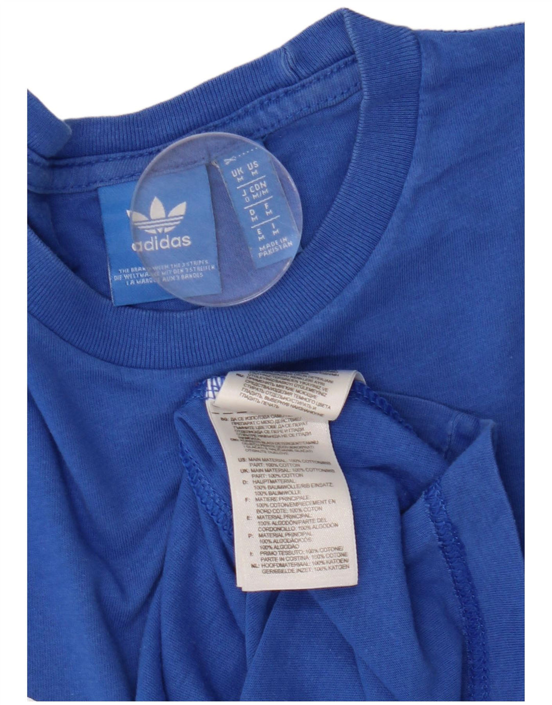 Adidas Hombre Camiseta Gráfica Top Algodón Azul Medio