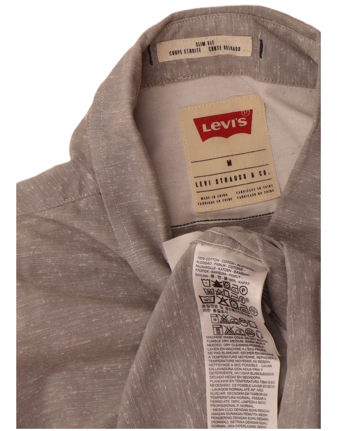Camisa Levi's Hombre Slim Fit De Algodón Moteado Gris Medio