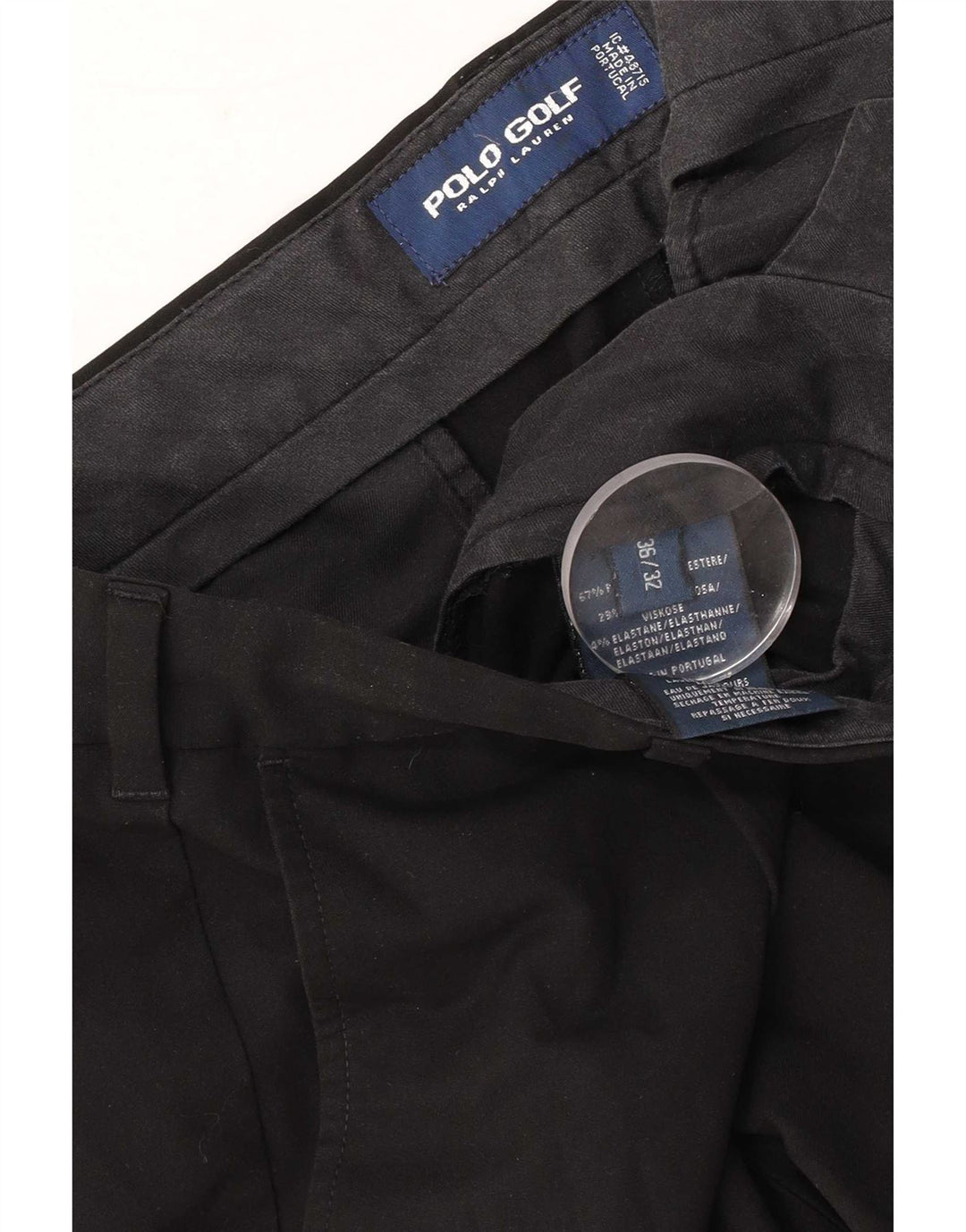 Ralph Lauren Pantalones chinos con pinzas para hombre W36 L32 Poliéster negro