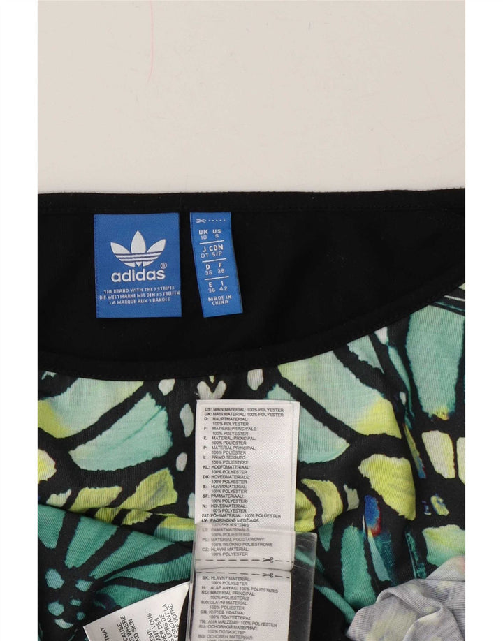 Adidas Top gráfico con estampado abstracto para mujer, manga 3/4, talla 10, multicolor