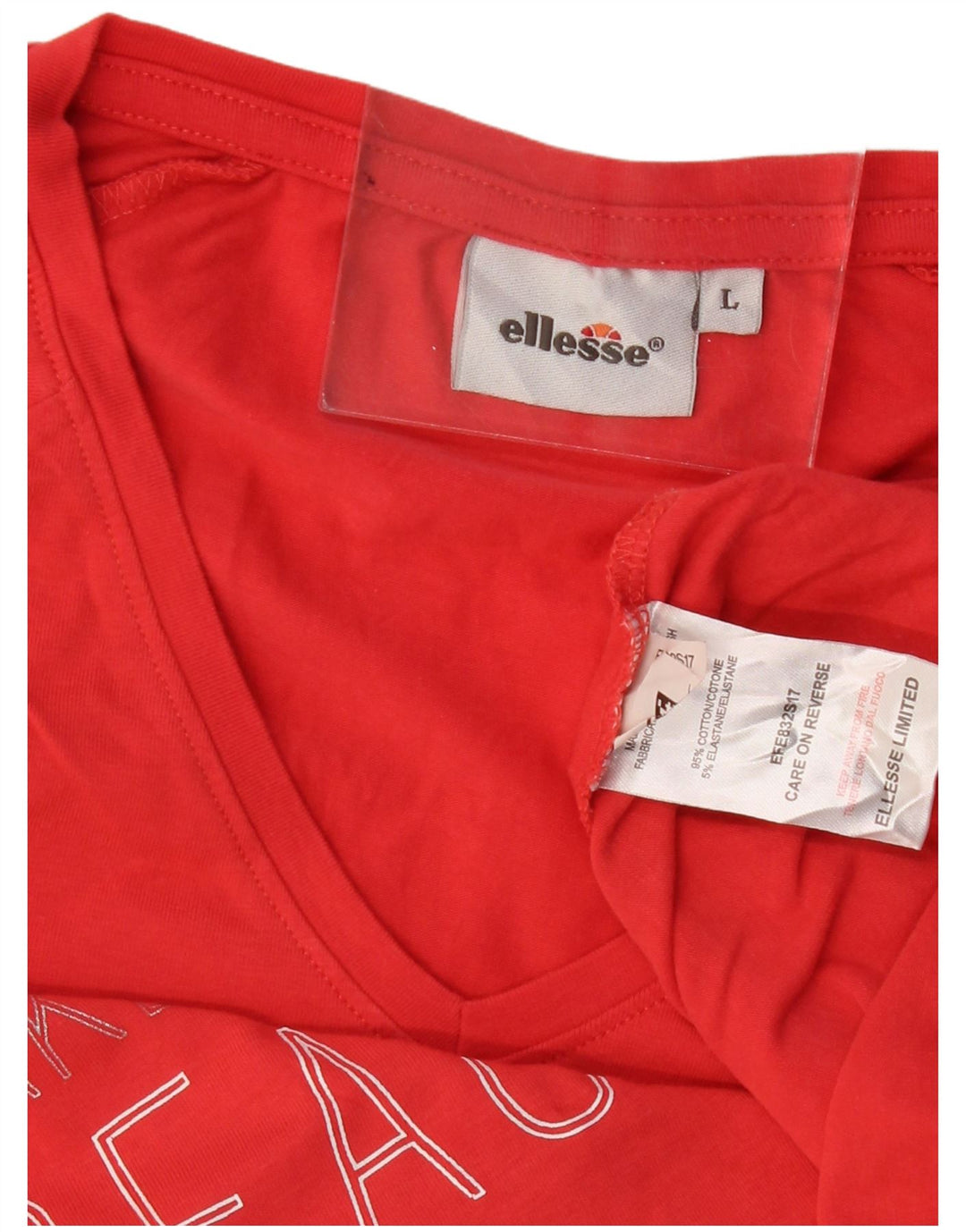 Ellesse Camiseta gráfica para mujer Top UK 44 Grande Algodón rojo