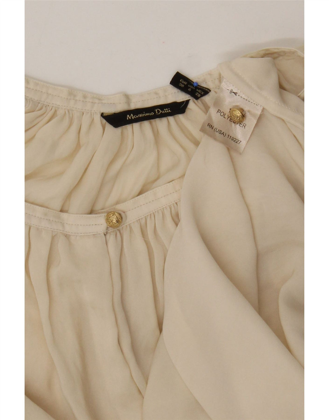 Massimo Dutti Blusa Manga Larga Mujer Top EU 38 Medio Beige Poliéster