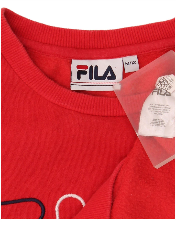 Fila Mens Graphic Sudadera de gran tamaño Jumper UK 12 Medium Rojo Algodón