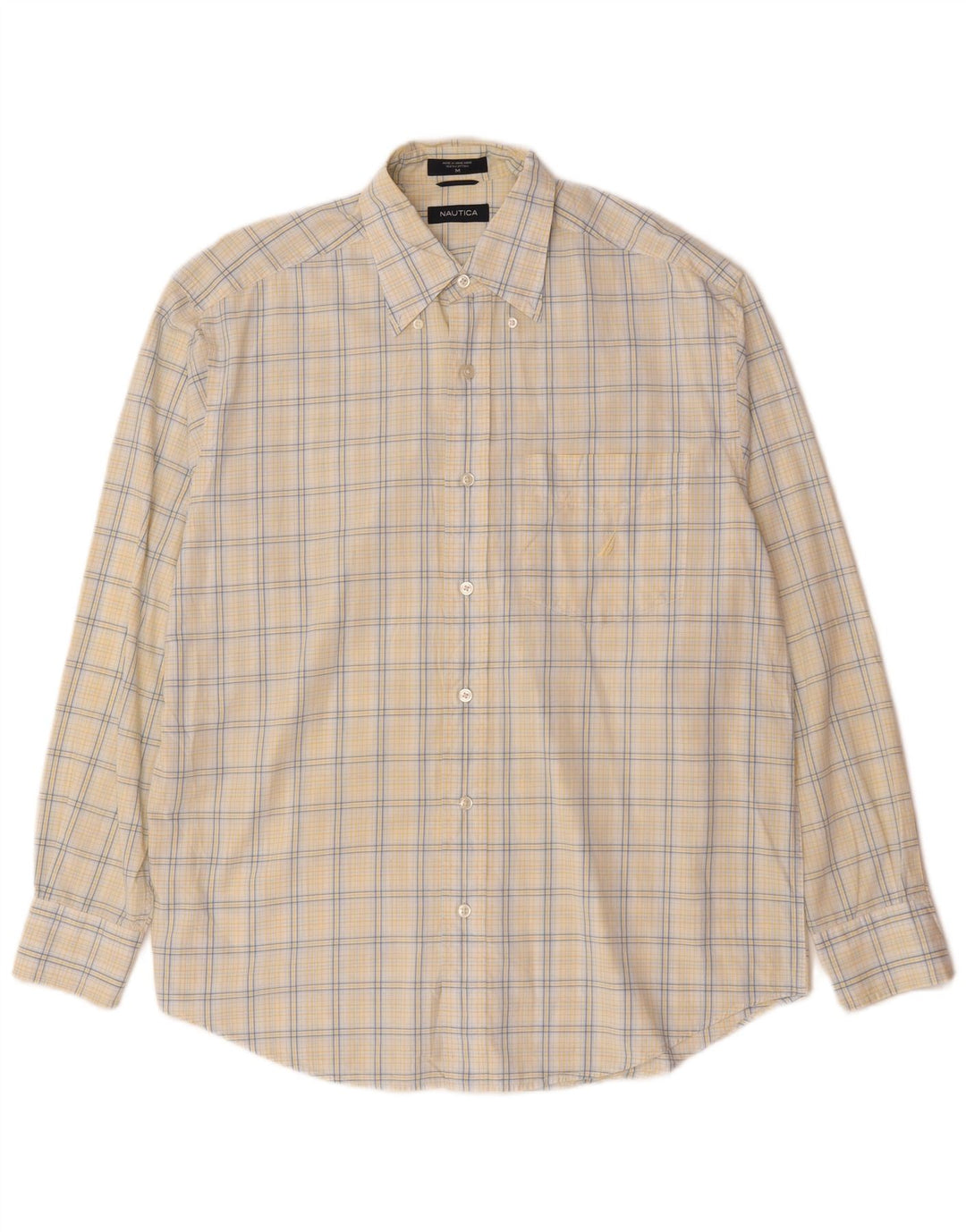 Camisa Nautica Hombre Algodón Cuadros Amarillo Mediano