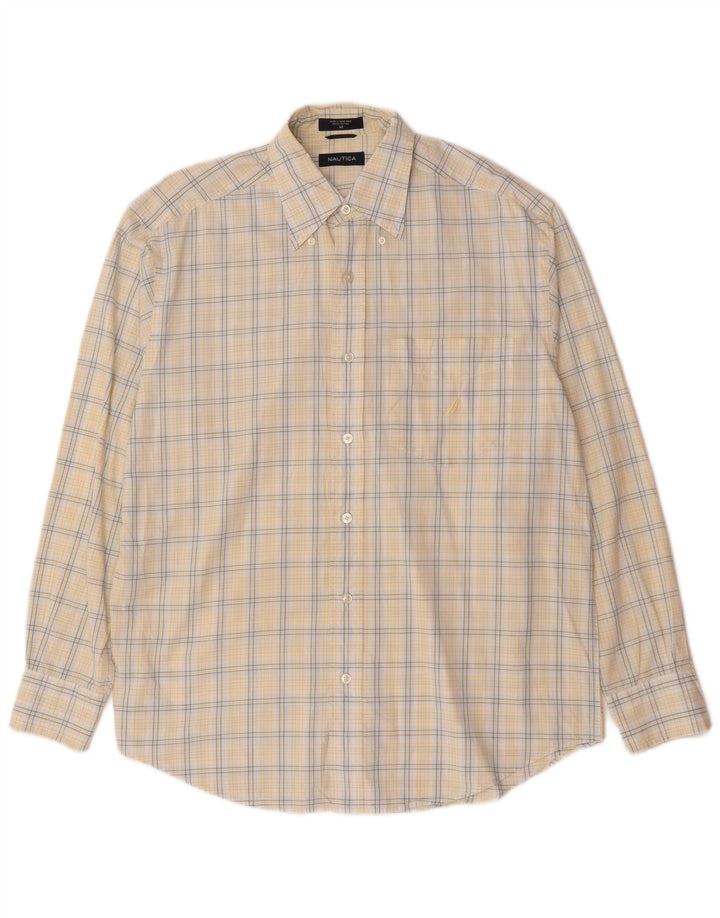 Camisa Nautica Hombre Algodón Cuadros Amarillo Mediano