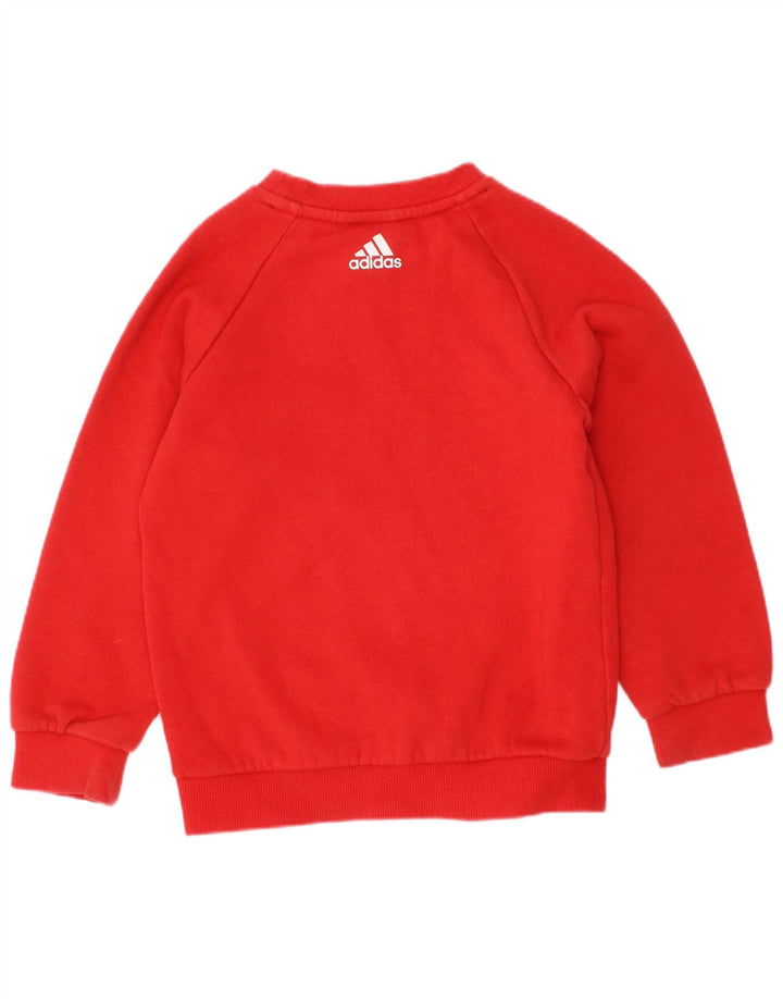 Adidas - Sudadera gráfica para niños (2-3 años, algodón), color rojo