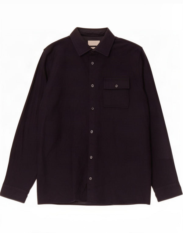 Cos Camisa sobrecamisa para hombre pequeña lana azul marino