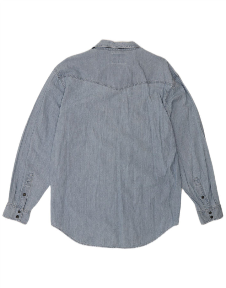 Wrangler Camisa Vaquera Para Hombre Algodón Azul Grande