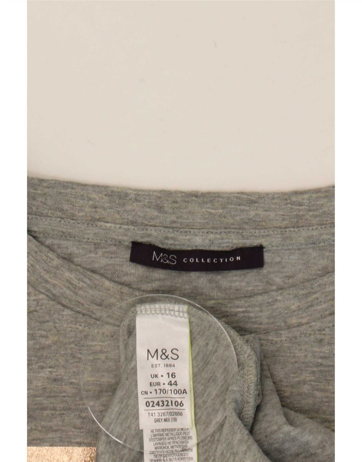 Marks & Spencer Top gráfico para mujer de manga larga UK 46 Grande Gris Colorblock