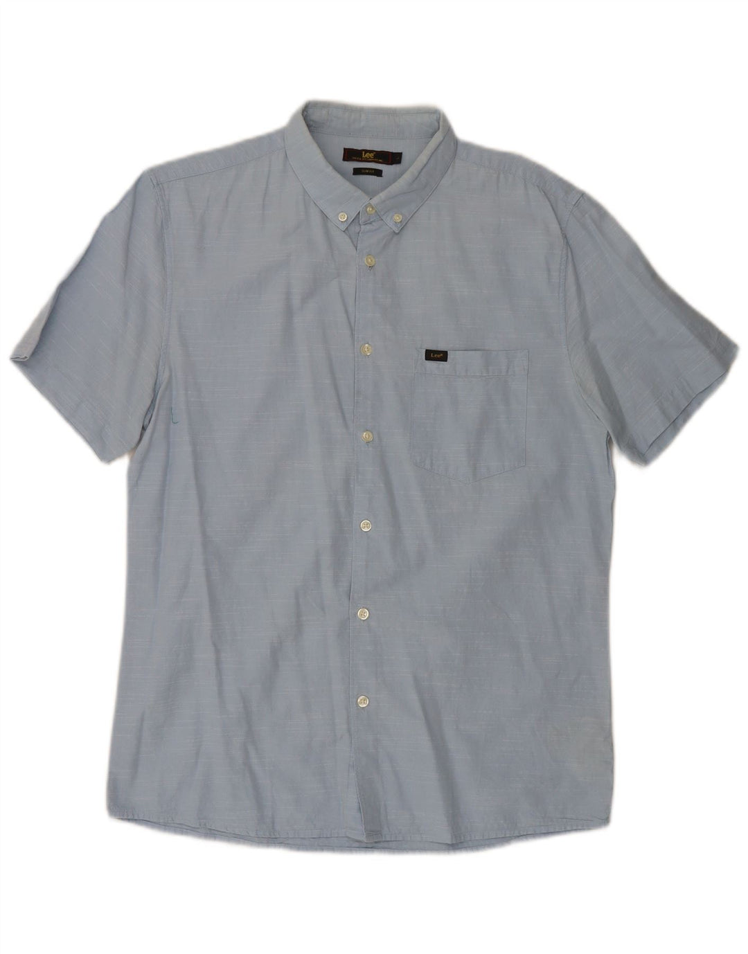 Camisa Lee Slim Fit De Manga Corta Para Hombre Algodón Azul Grande