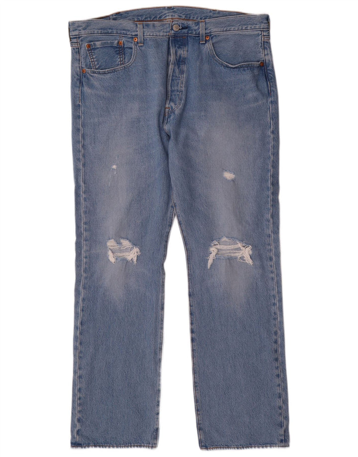 Levi's Jeans rectos desgastados 501 para hombre W38 L32 Algodón azul