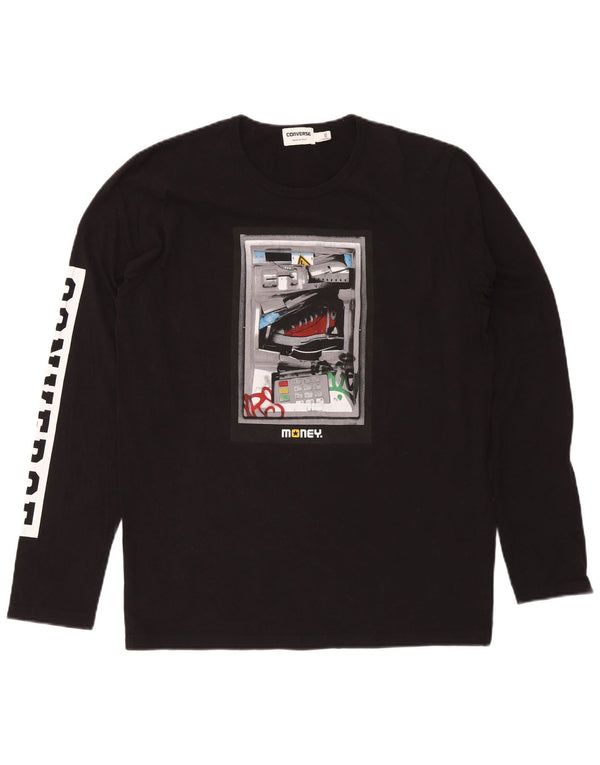 Converse Mens Graphic Top Manga Larga 2XL Algodón Negro