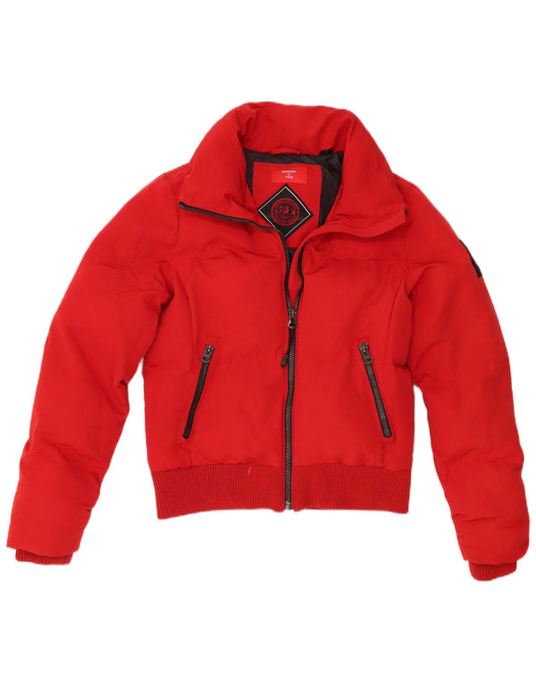 Superdry Chaqueta Bomber Acolchada Para Mujer UK 42 Poliéster Rojo Mediano