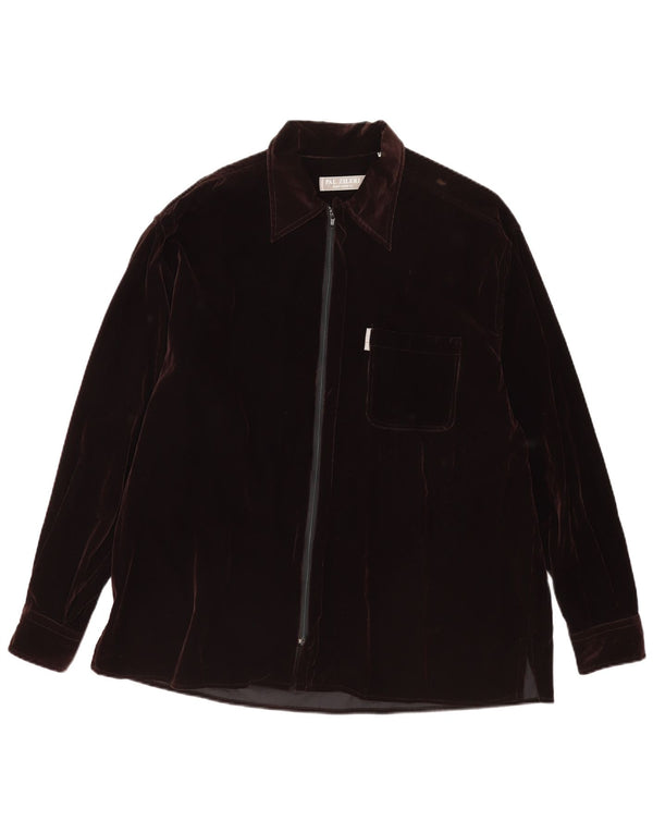 Pal Zileri Camisa De Pana Para Hombre 2XL Viscosa Marrón