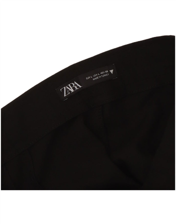 Zara Mujer Pantalones Casuales Rectos Regulares Grande W32 L26 Negro