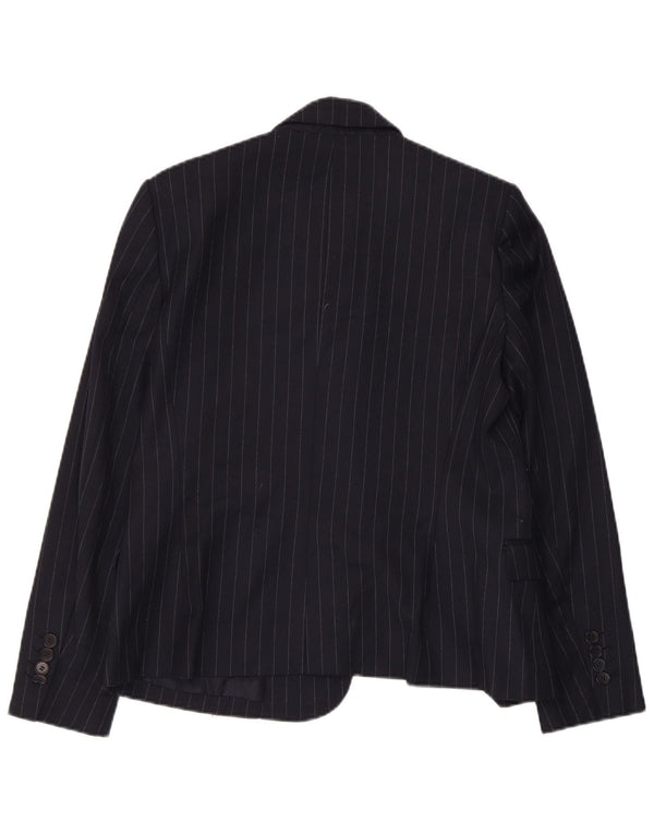Zara Chaqueta Blazer De 1 Botón para Mujer Reino Unido 44 Grande Azul Marino Rayas Pintadas