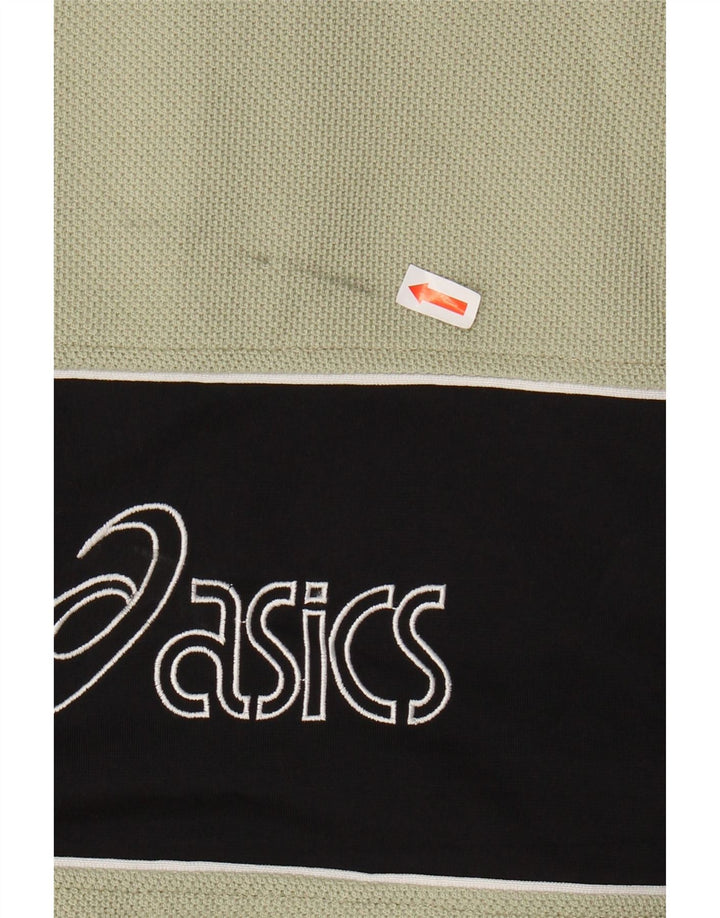 ASICS Mens Graphic Chándal Top Chaqueta Grande Verde Colorblock Poliéster
