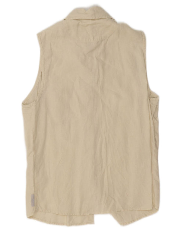Calvin Klein Jeans Camisa sin mangas para mujer UK 12 Medium Beige Linen