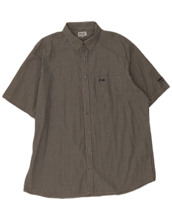 PRINGLE Camisa de Manga Corta para Hombre XL Algodón Vichy Negro