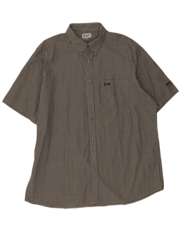 PRINGLE Camisa de Manga Corta para Hombre XL Algodón Vichy Negro