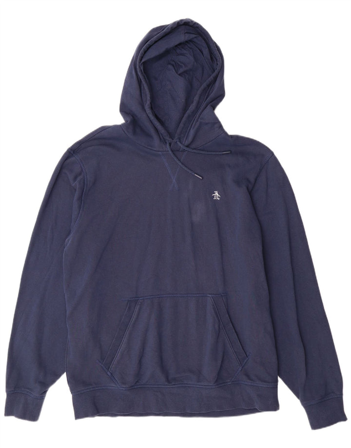 PENGUIN Sudadera con capucha para hombre, talla grande, algodón azul marino