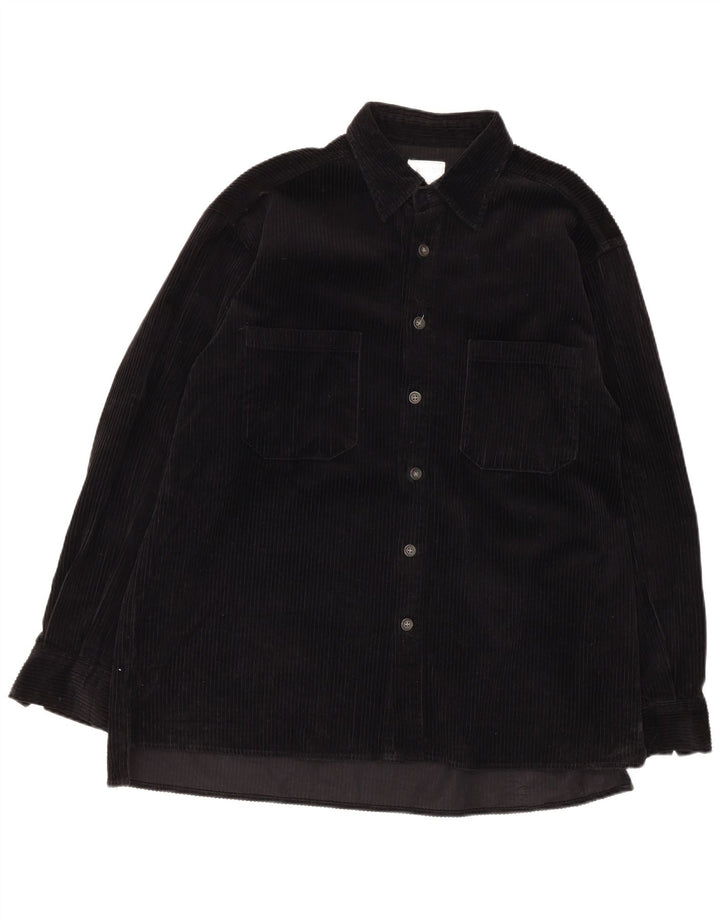 Rifle Camisa de pana para hombre Grande Algodón negro