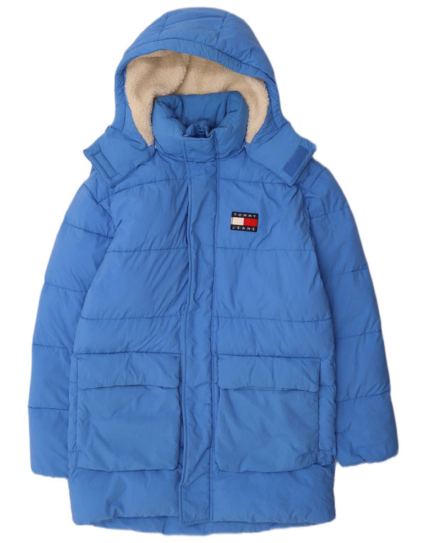 Tommy Hilfiger Abrigo acolchado con capucha para hombre UK 36 Small Azul Poliamida